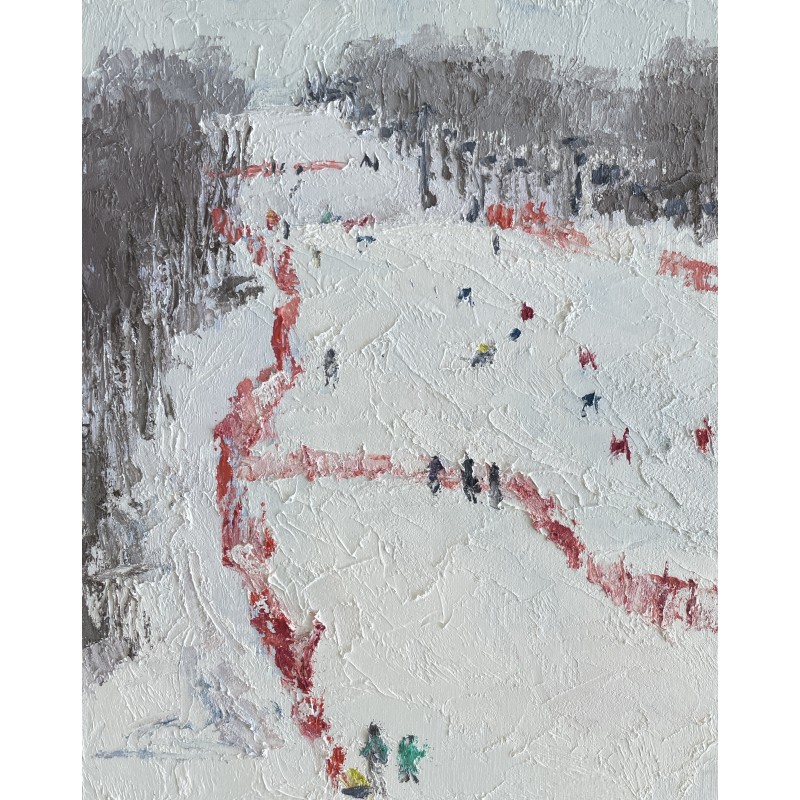 Labrador mountain, ski racing, winter, plein air painting, oil painting, Hetty Easter, hr Easter, skiing, snow Labrador mountain, ski racing, winter, plein air painting, oil painting, Hetty Easter, hr Easter, skiing, snow